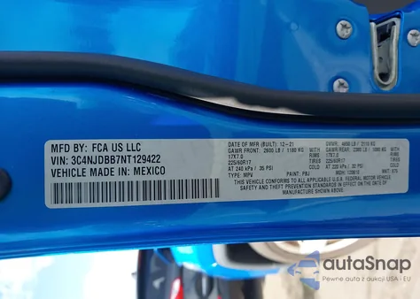 2022 Jeep Compass Latitude 4X4 from USA, damaged, VIN 3C4NJDBB7NT129422